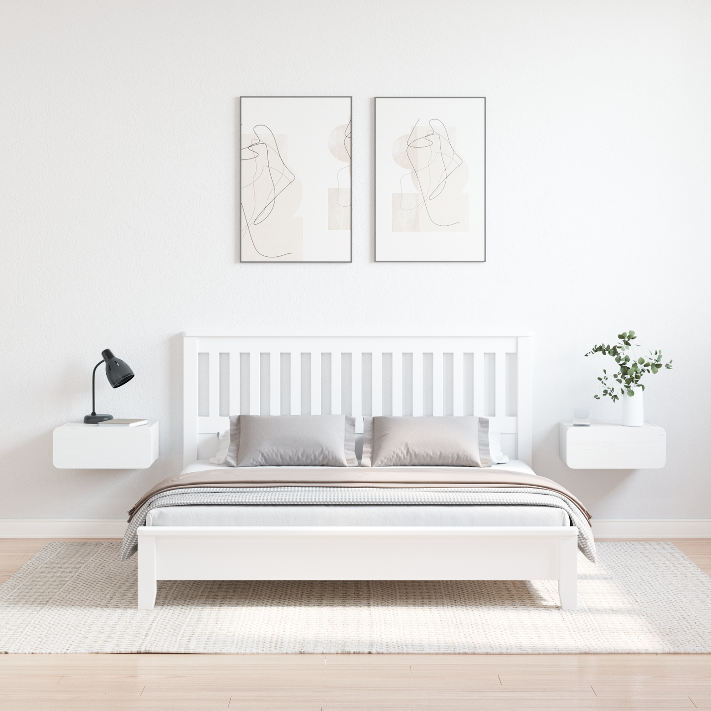 Bedside Table 2 pcs White 39 x 34 x 16.5 cm Solid pine wood