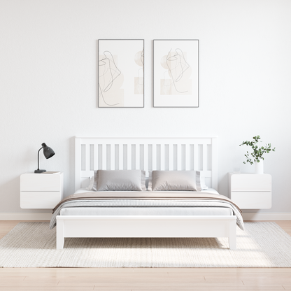 Bedside Table 2 pcs White 39 x 34 x 33 cm Solid pinewood