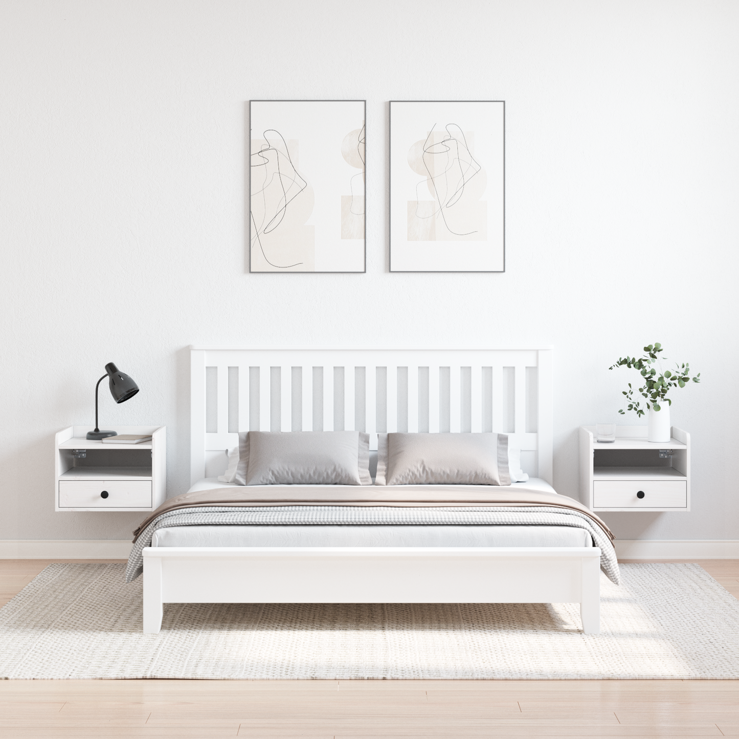 Bedside Table 2 pcs White 38 x 36 x 29.5 cm Solid pine wood