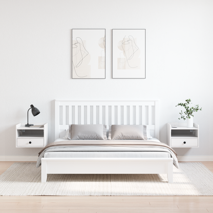 Bedside Table 2 pcs White 38 x 36 x 29.5 cm Solid pine wood