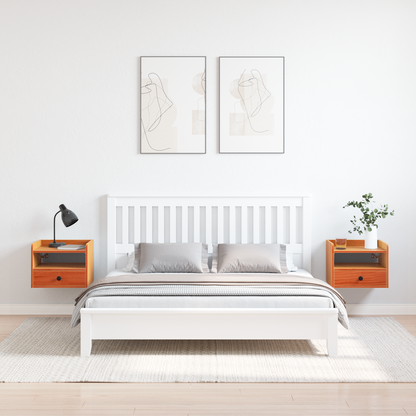 Bedside Table 2 pcs Wax Brown 38 x 36 x 29.5 cm Solid pine wood