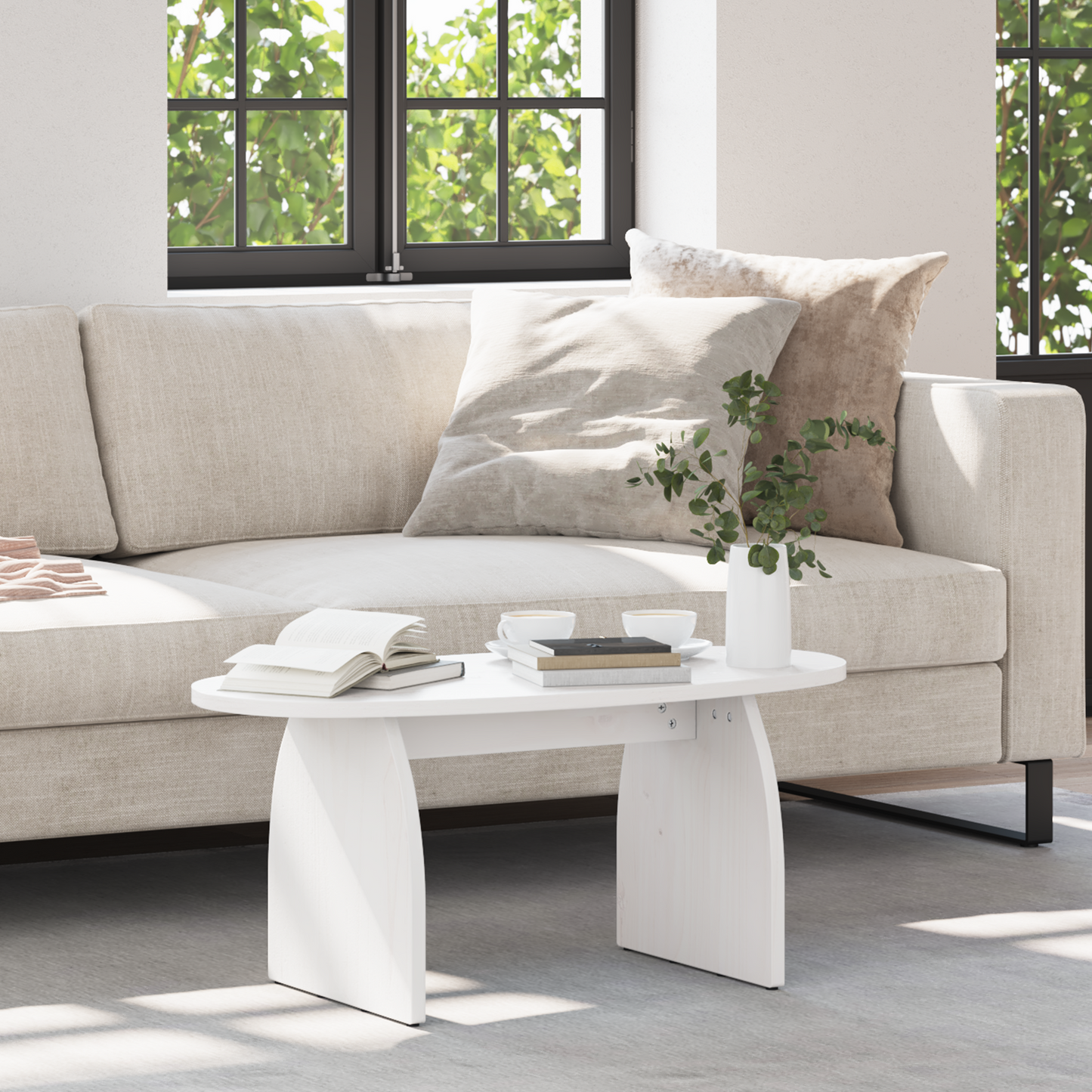 Coffee Table White 80 x 40 x 35 cm Solid Pine Wood