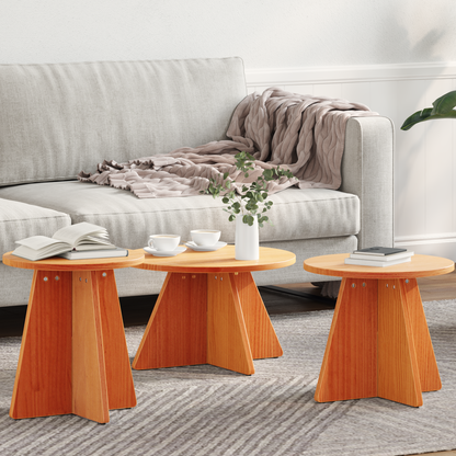 Coffee Table 3 pcs Wax Brown