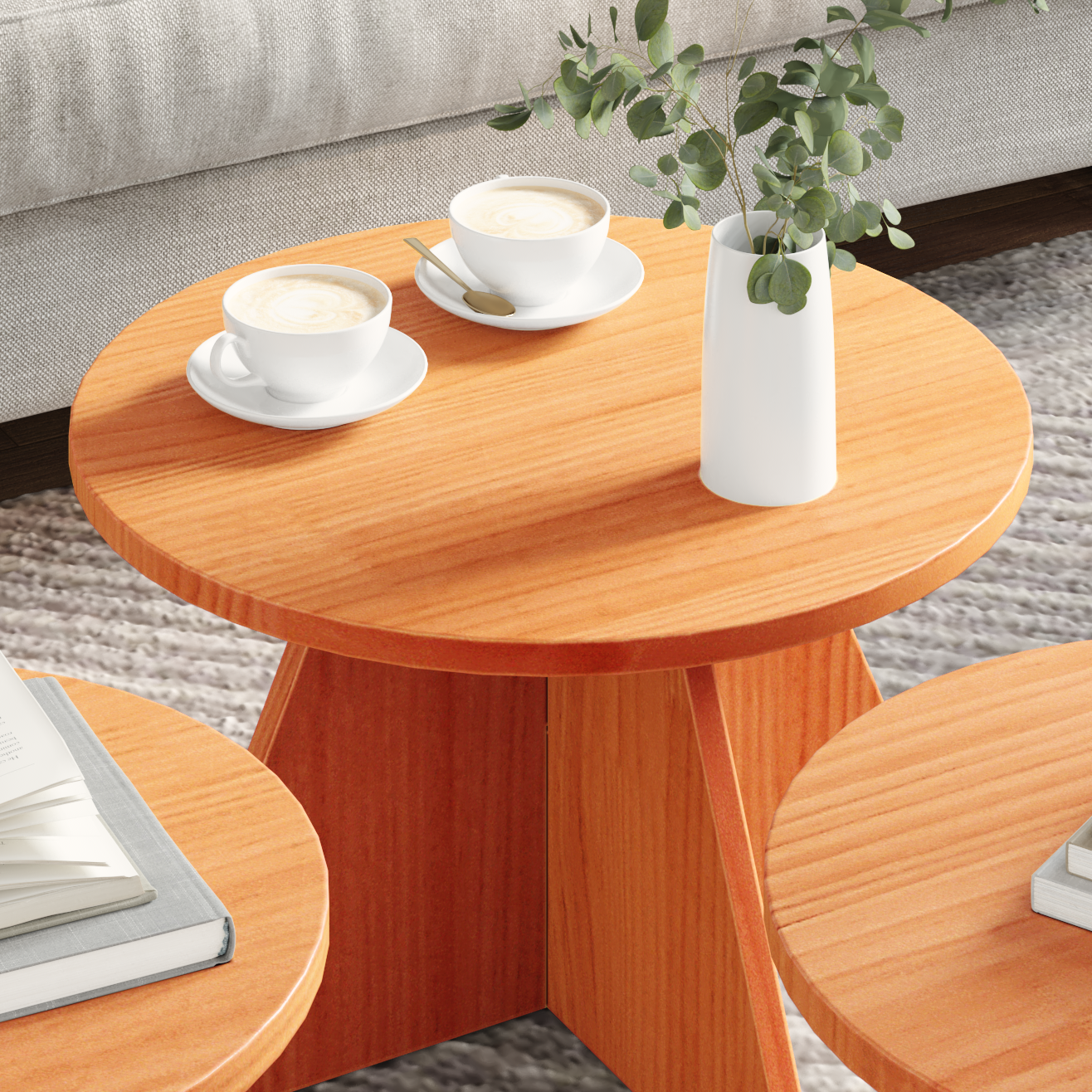 Coffee Table 3 pcs Wax Brown