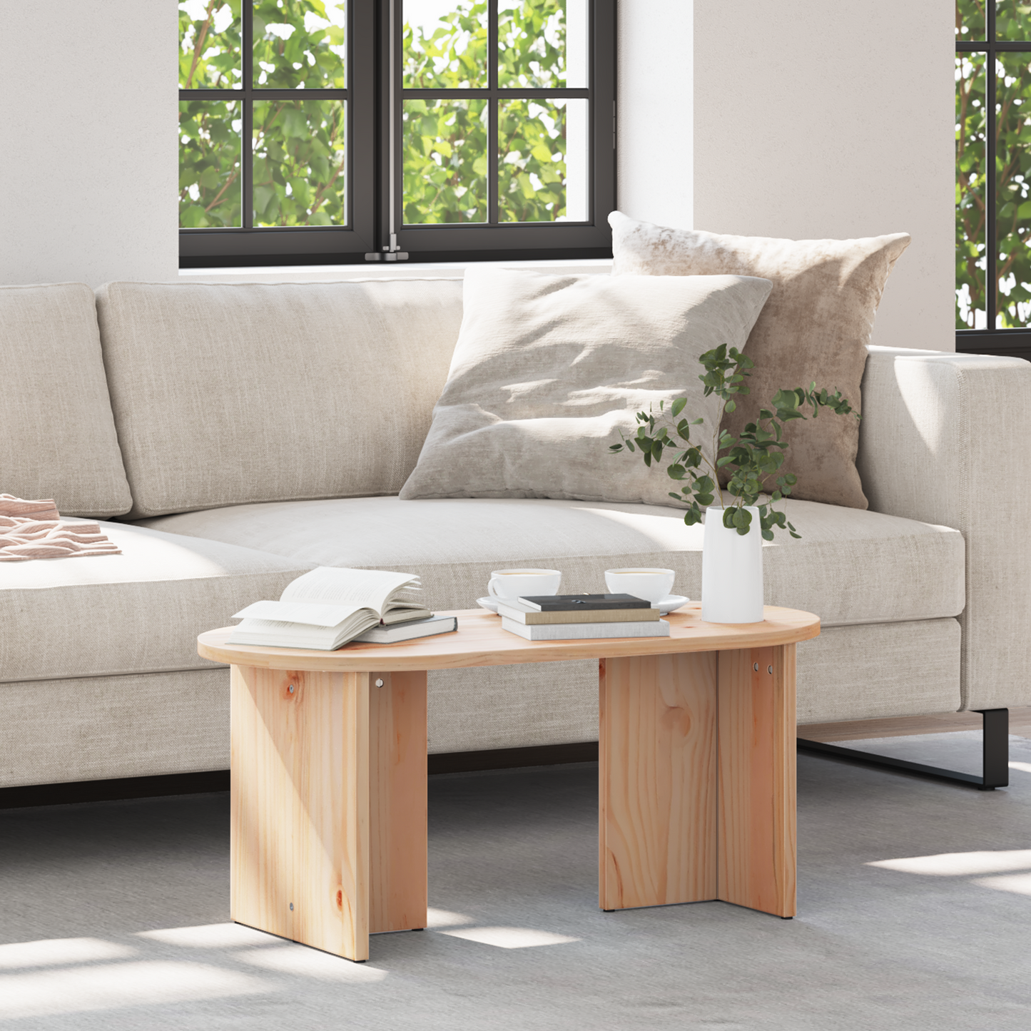 Coffee Table Natural 80 x 39.5 x 35 cm Solid Pine wood