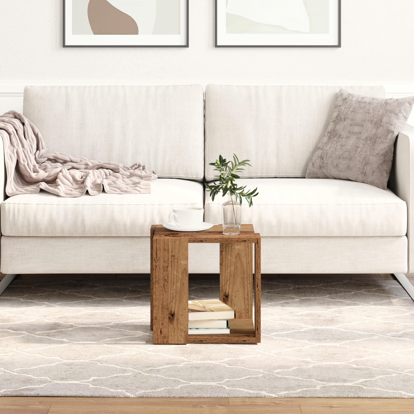 Coffee Table Old Wood 32 x 32 x 30 cm Engineered Wood