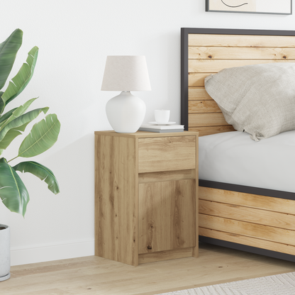 LED Bedside Cabinet Artisan oak 38 x 34 x 61 cm Engineered wood