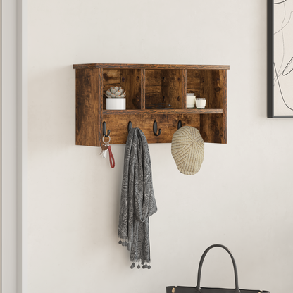 Wall-Mounted Coat Rack with Shelf Smoked Oak 50 x 16 x 26 cm