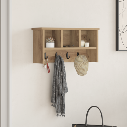 Wall-Mounted Coat Rack with Shelf Artisan Oak 50 x 16 x 26 cm