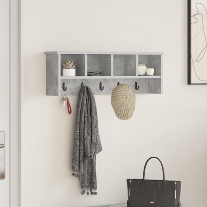 Wall-Mounted Coat Rack with Shelf Concrete Grey 75 x 16 x 26 cm