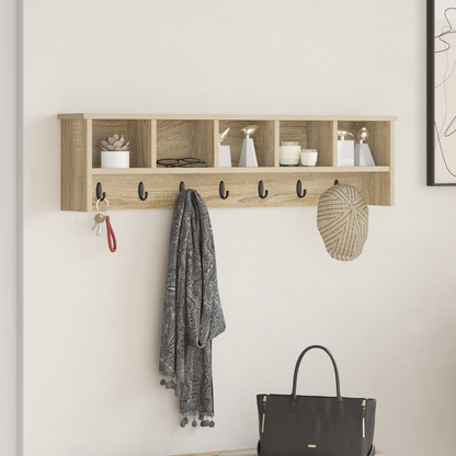 Wall-Mounted Coat Rack with Shelf Sonoma Oak 100 x 16 x 26 cm