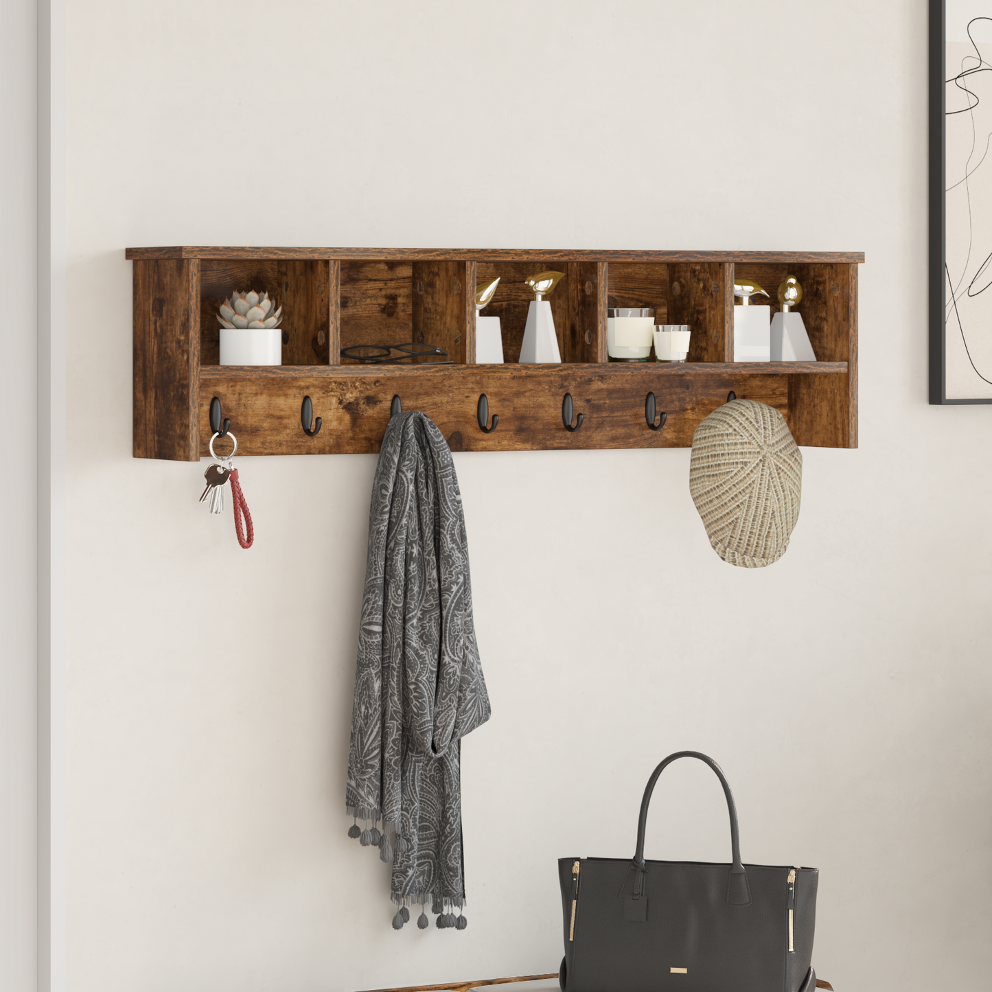 Wall-Mounted Coat Rack with Shelf Smoked Oak 100 x 16 x 26 cm