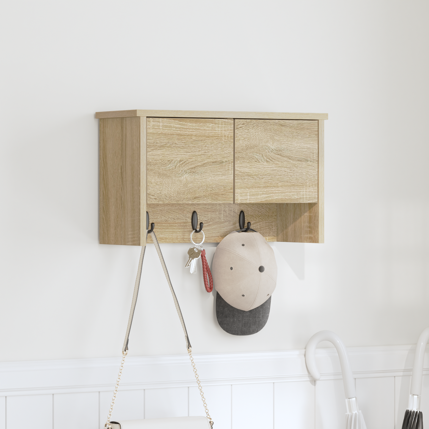 Wall-Mounted Coat Rack with Shelf Sonoma Oak 50 x 20 x 30 cm