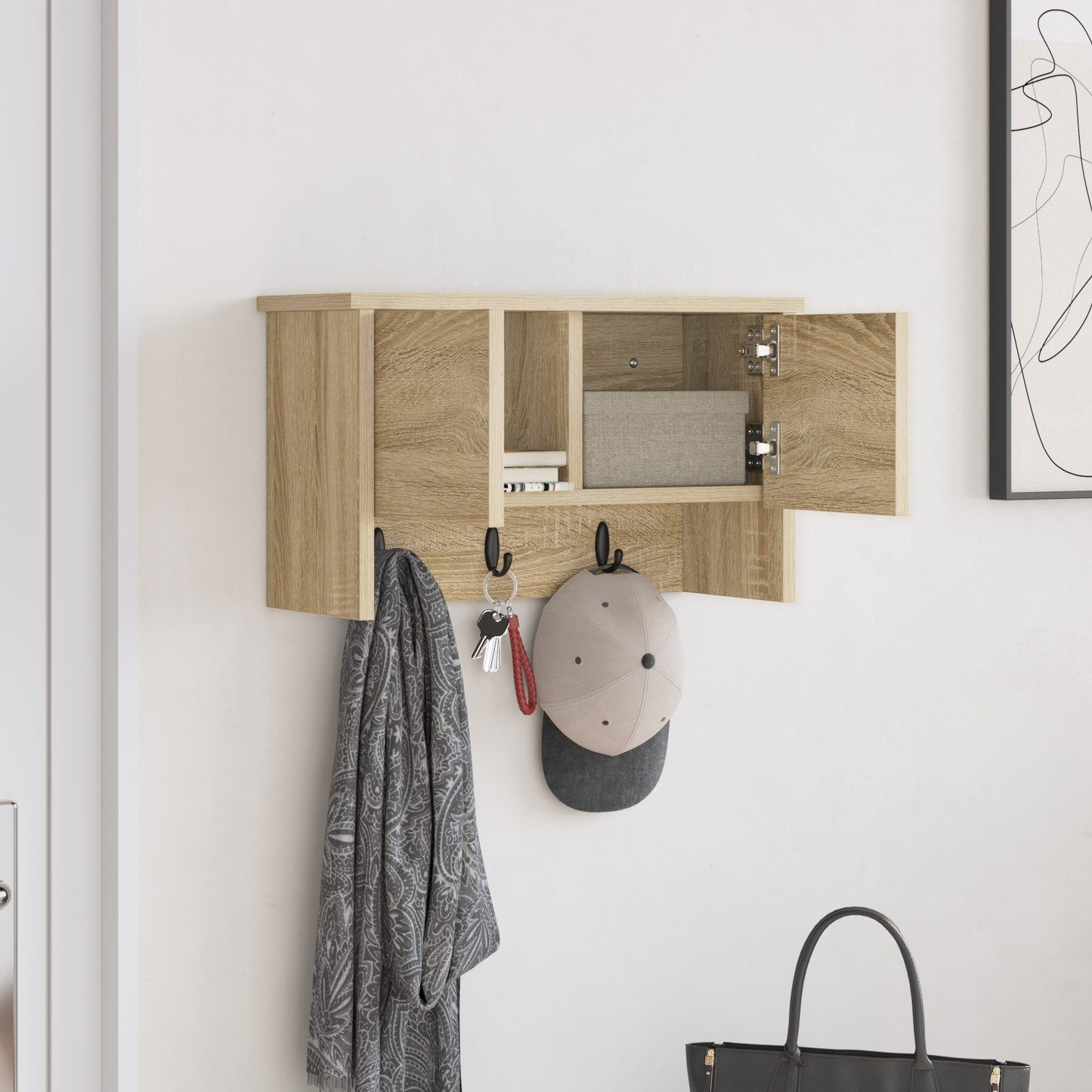 Wall-Mounted Coat Rack with Shelf Sonoma Oak 50 x 20 x 30 cm