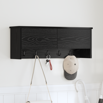 Wall-Mounted Coat Rack with Shelf Black Oak 80 x 20 x 30 cm