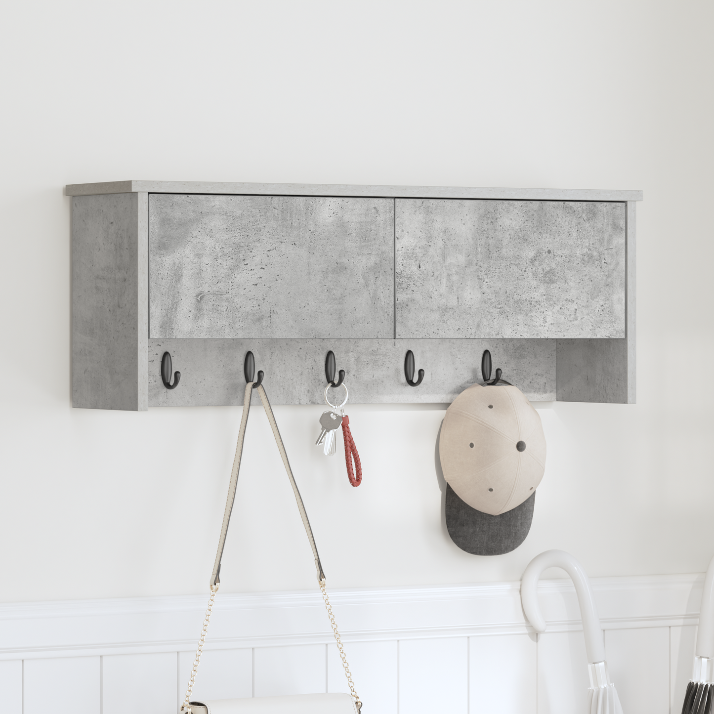 Wall-Mounted Coat Rack with Shelf Concrete Grey 80 x 20 x 30 cm