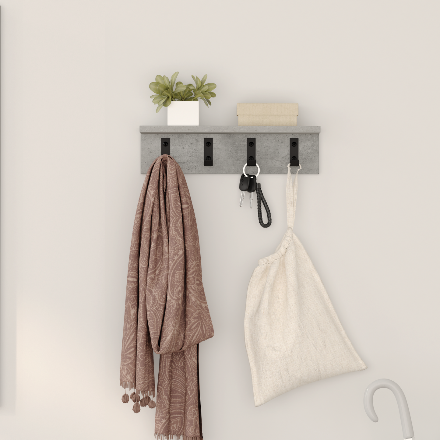 Wall-Mounted Coat Rack Concrete Grey 40 x 10.5 x 10.5 cm