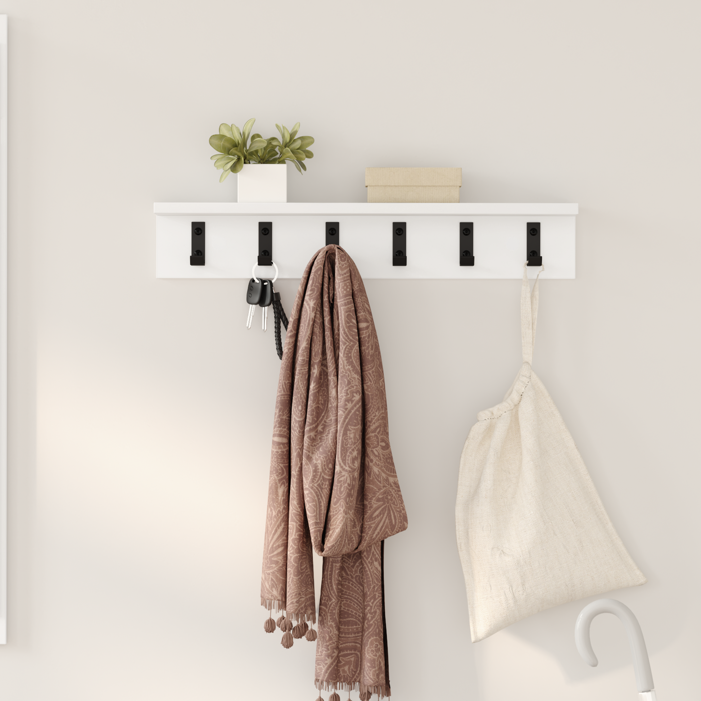 Wall-Mounted Coat Rack Wall-mounted White 60 x 10.5 x 10.5 cm
