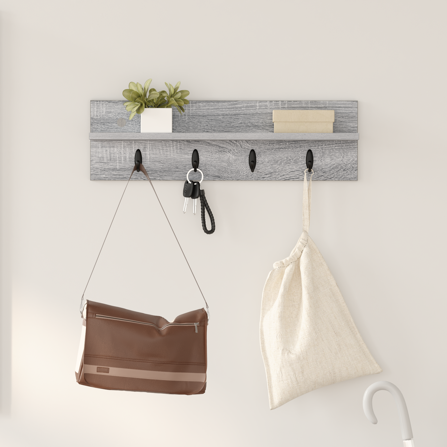 Wall-Mounted Coat Rack Grey Sonoma 60 x 10.5 x 18 cm