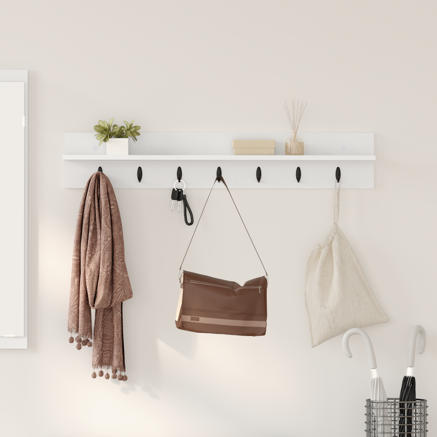 Wall-Mounted Coat Rack White 100 x 10.5 x 18 cm Engineered wood