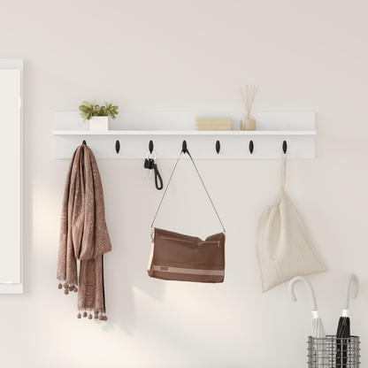 Wall-Mounted Coat Rack White 100 x 10.5 x 18 cm Engineered wood
