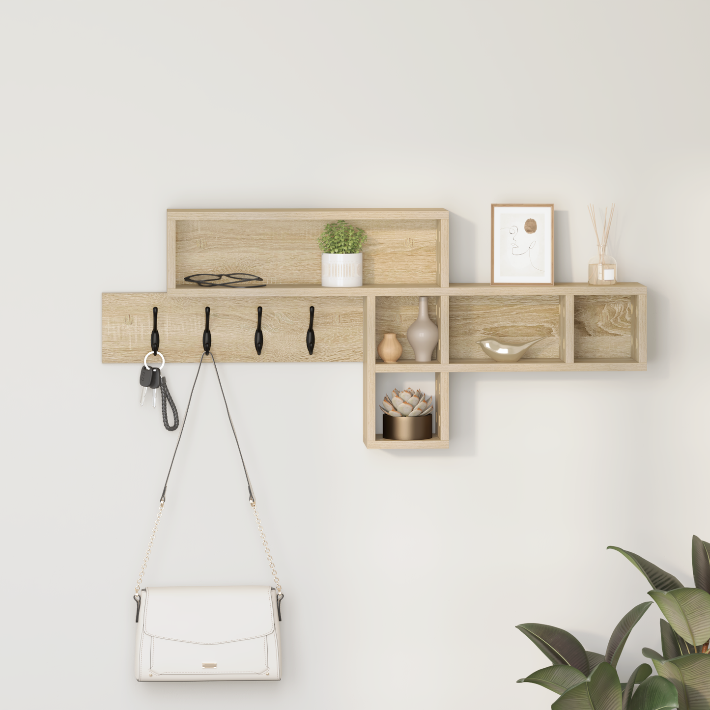 Wall-Mounted Coat Rack with Shelf Sonoma Oak 100 x 12 x 43.5 cm