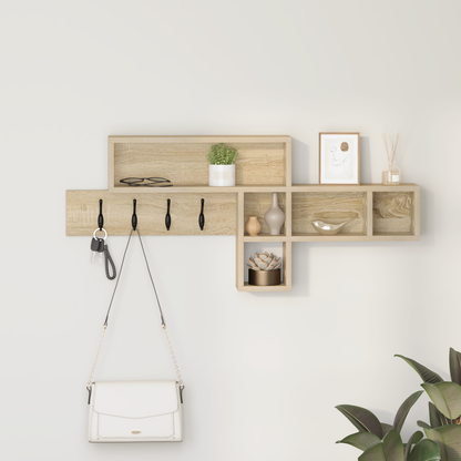 Wall-Mounted Coat Rack with Shelf Sonoma Oak 100 x 12 x 43.5 cm