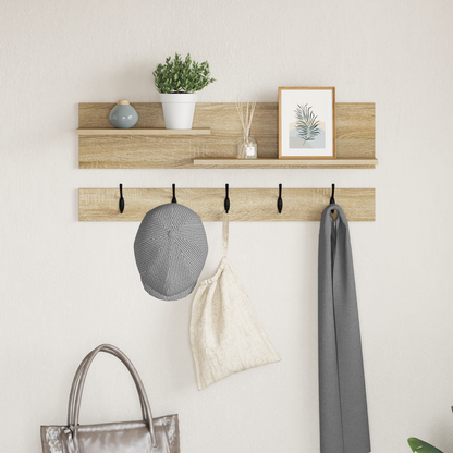 Wall-Mounted Coat Rack with Shelf Sonoma Oak 90 x 15 x 36 cm