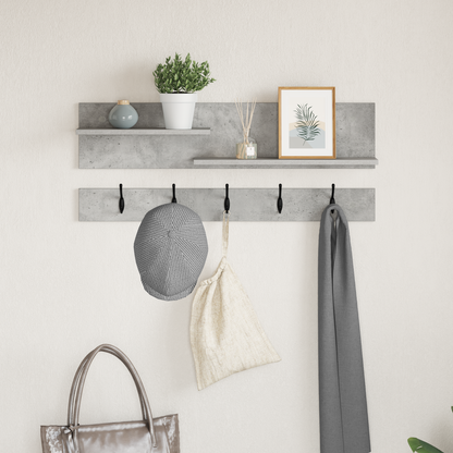Wall-Mounted Coat Rack with Shelf Concrete Grey 90 x 15 x 36 cm