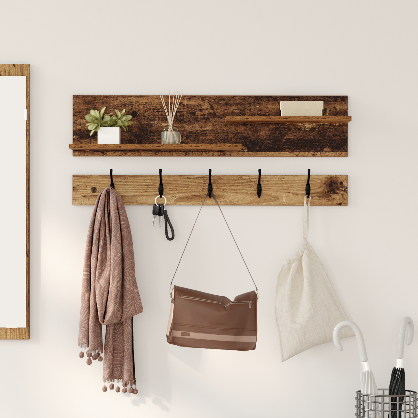 Wall-Mounted Coat Rack Old Wood 90 x 15 x 36 cm Engineered wood