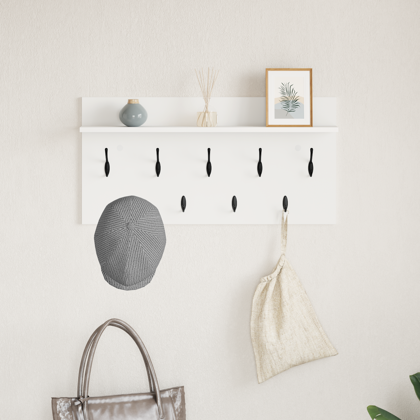 Wall-Mounted Coat Rack White 80 x 40 x 12 cm Engineered wood