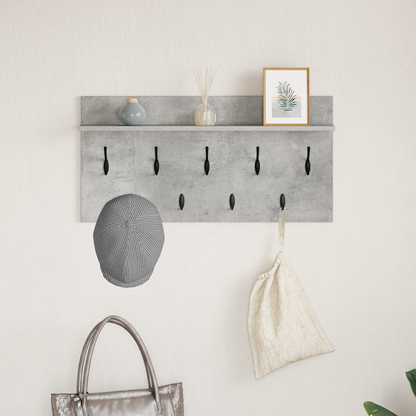 Wall-Mounted Coat Rack with Shelf Concrete Grey 80 x 40 x 12 cm