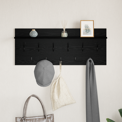 Wall-Mounted Coat Rack with Shelf Black Oak 100 x 40 x 12 cm