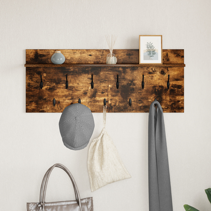 Wall-Mounted Coat Rack with Shelf Smoked Oak 100 x 40 x 12 cm
