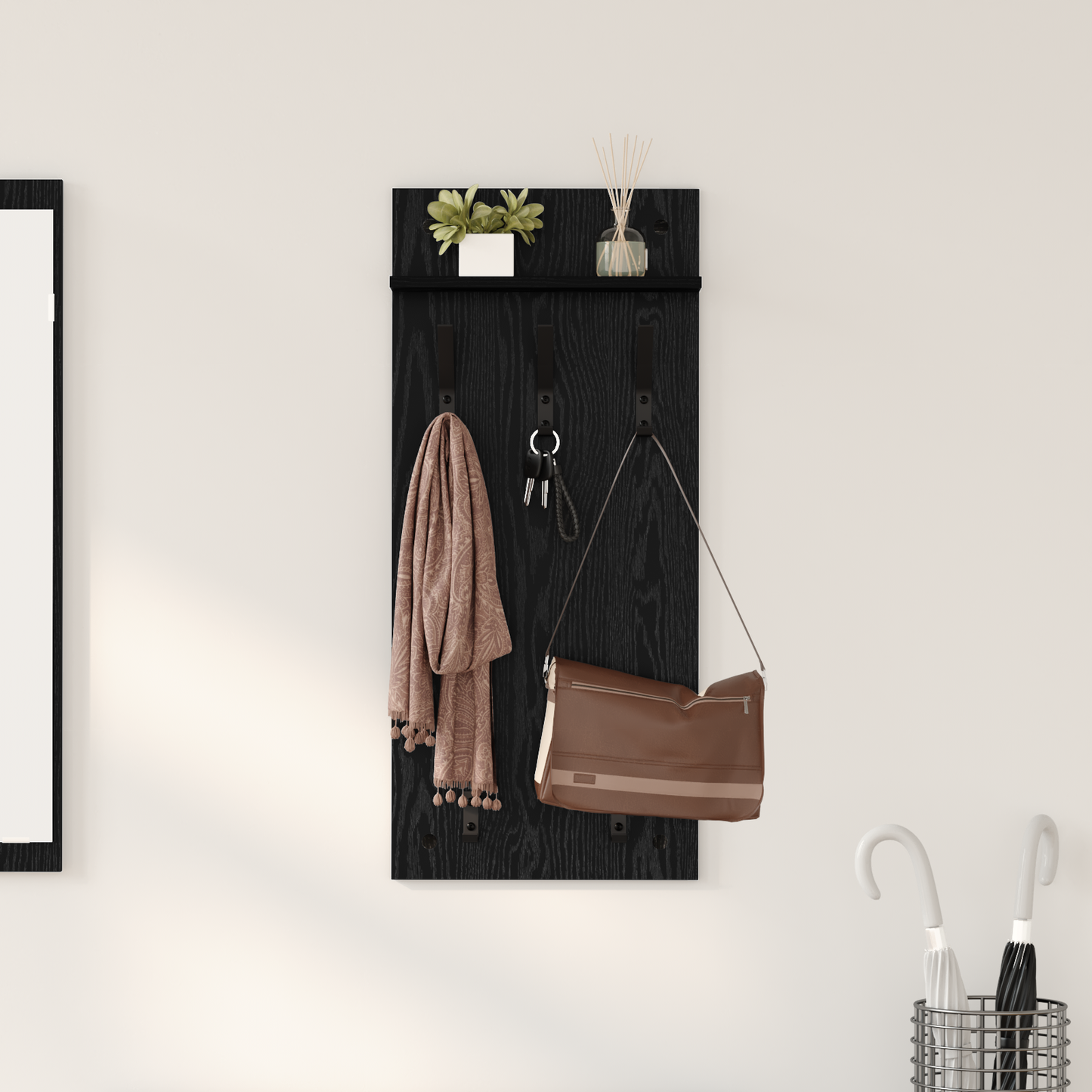 Wall-Mounted Coat Rack with Shelf Black Oak 40 x 10 x 90 cm