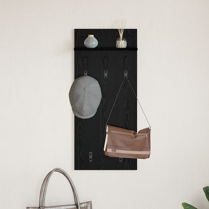 Wall-Mounted Coat Rack with Shelf Black Oak 40 x 10 x 90 cm