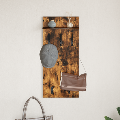 Wall-Mounted Coat Rack with Shelf Smoked Oak 40 x 10 x 90 cm