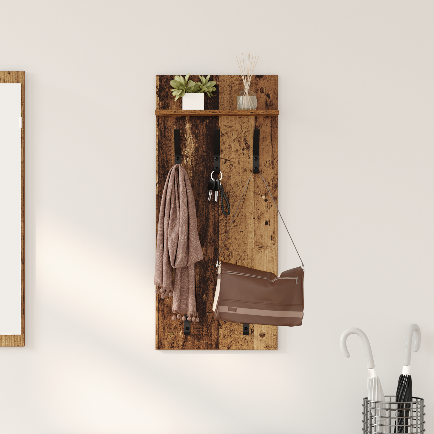Wall-Mounted Coat Rack Old Wood 40 x 10 x 90 cm Engineered wood