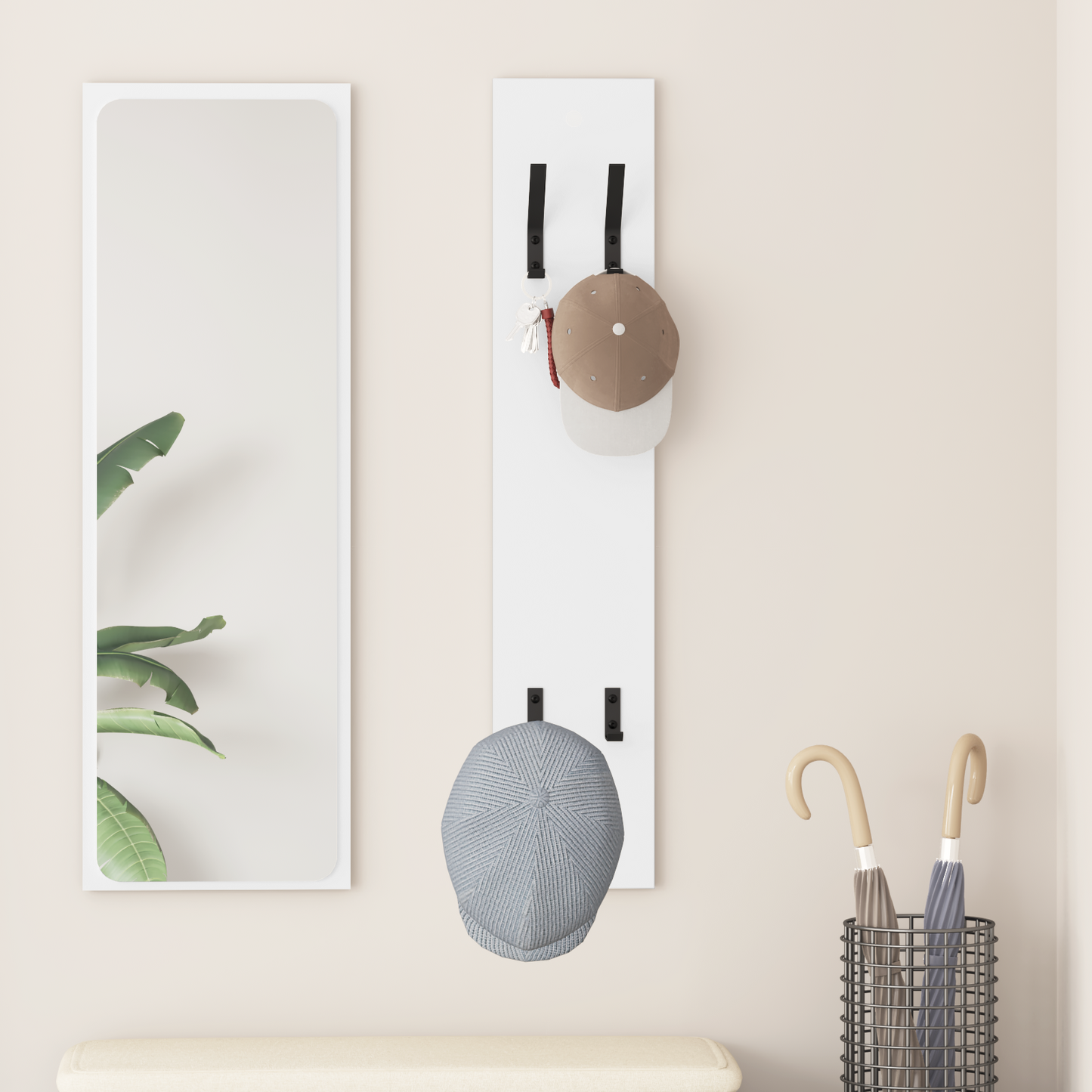 Wall-Mounted Coat Rack White 20 x 1.5 x 100 cm Engineered wood