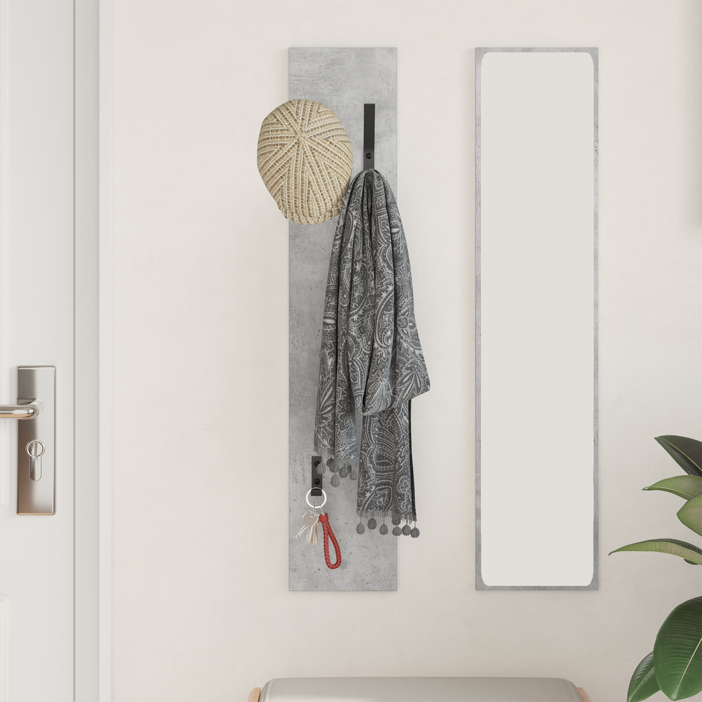 Wall-Mounted Coat Rack Concrete Grey 20 x 1.5 x 100 cm