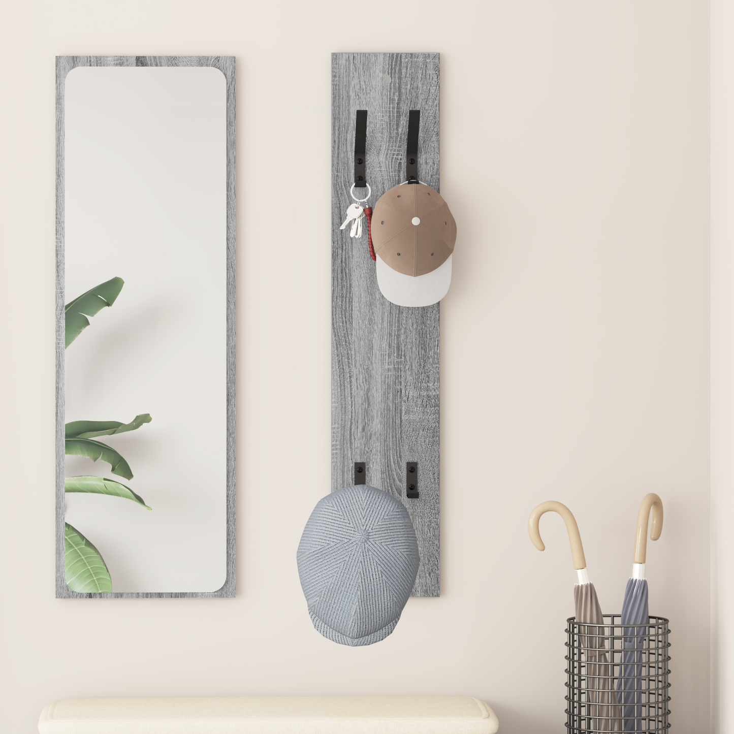 Wall-Mounted Coat Rack Grey Sonoma 20 x 1.5 x 100 cm