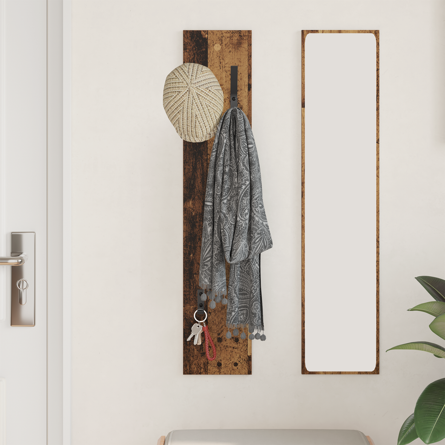 Wall-Mounted Coat Rack Wall-mounted Old Wood 20 x 1.5 x 100 cm