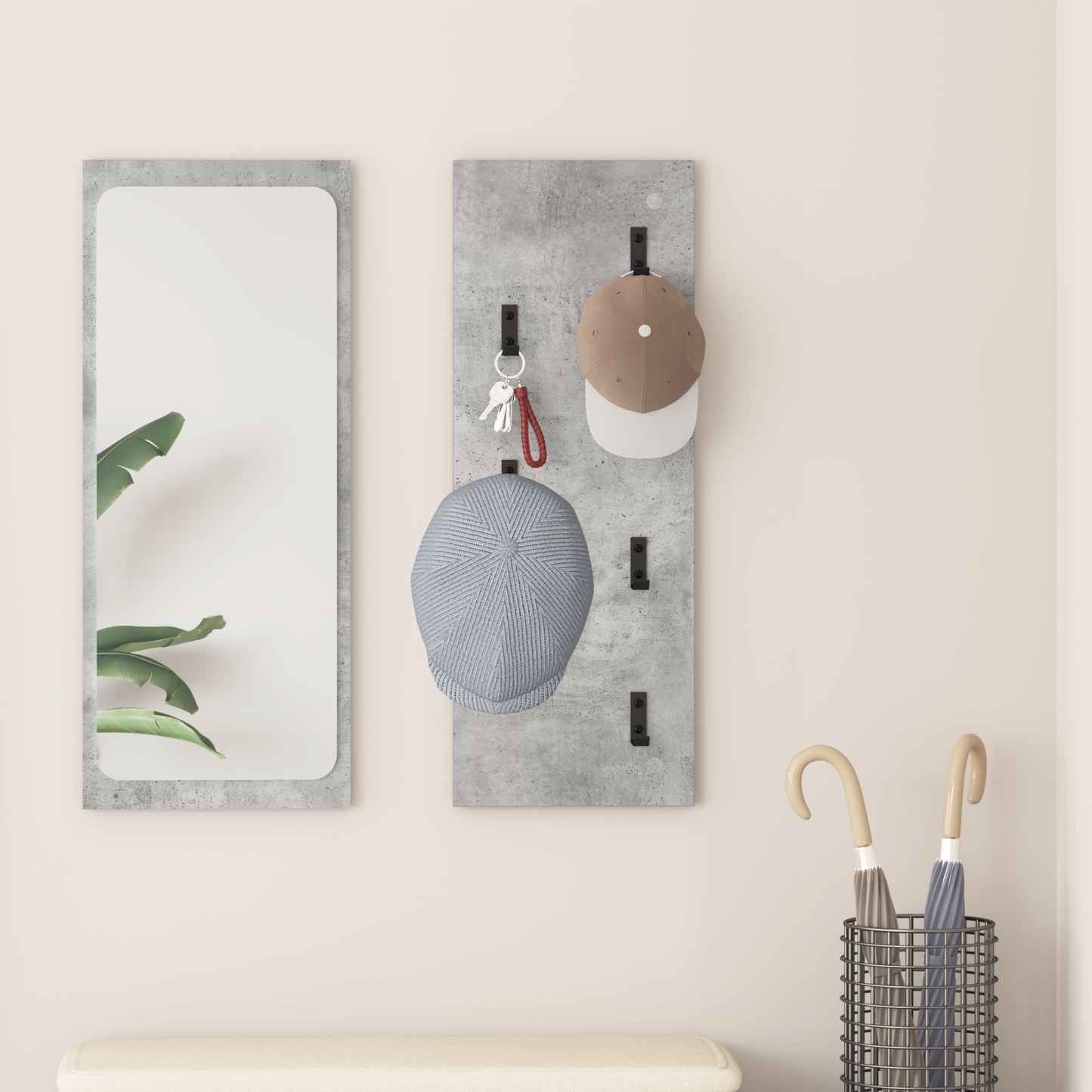 Wall-Mounted Coat Rack Concrete Grey 30 x 1.5 x 80 cm