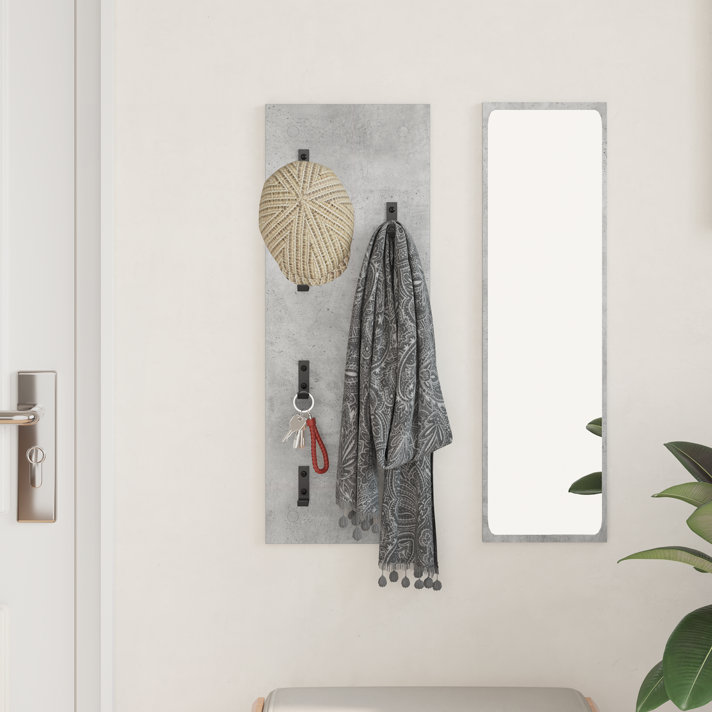 Wall-Mounted Coat Rack Concrete Grey 30 x 1.5 x 80 cm