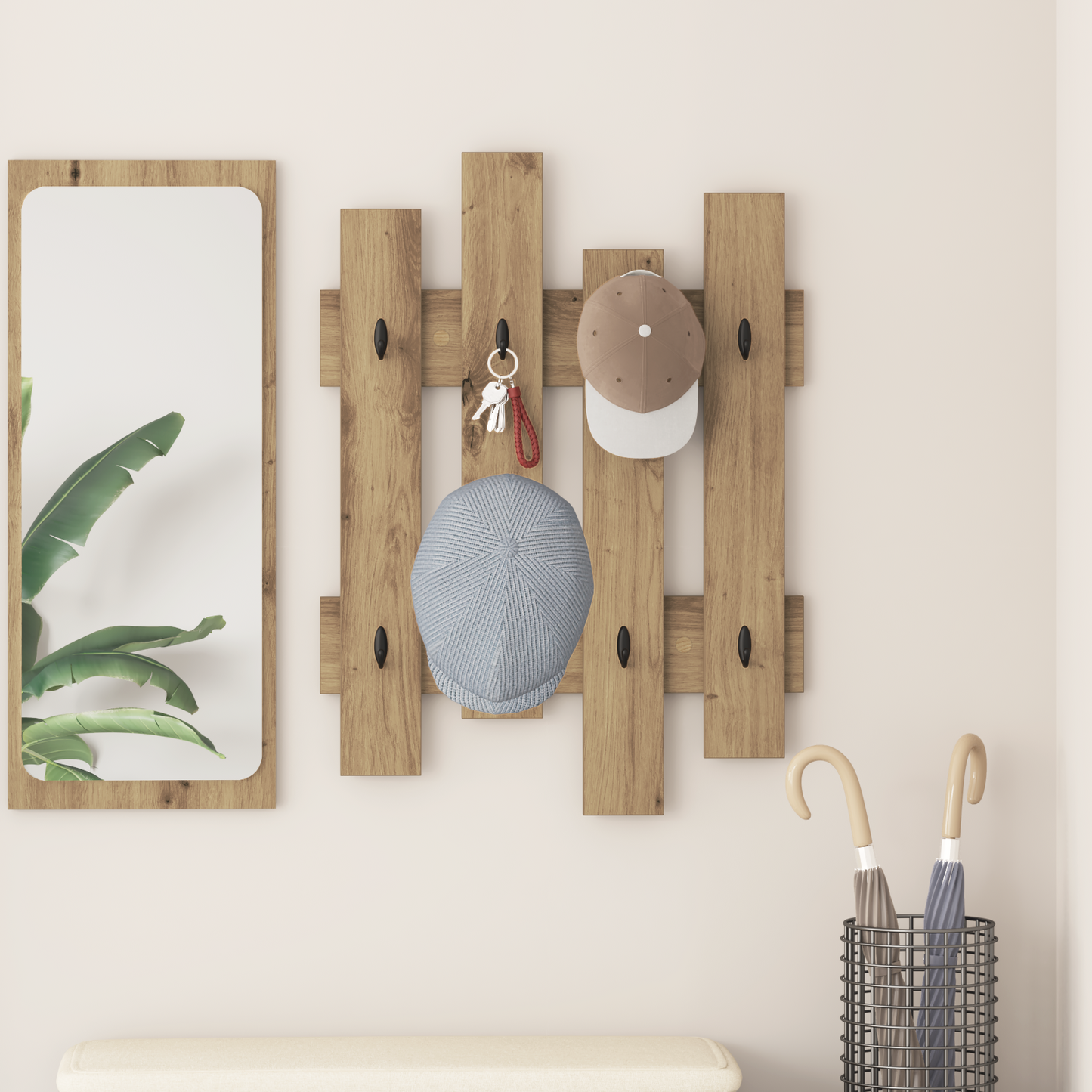 Wall-Mounted Coat Rack Wall-mounted Artisan Oak 60 x 3 x 82 cm