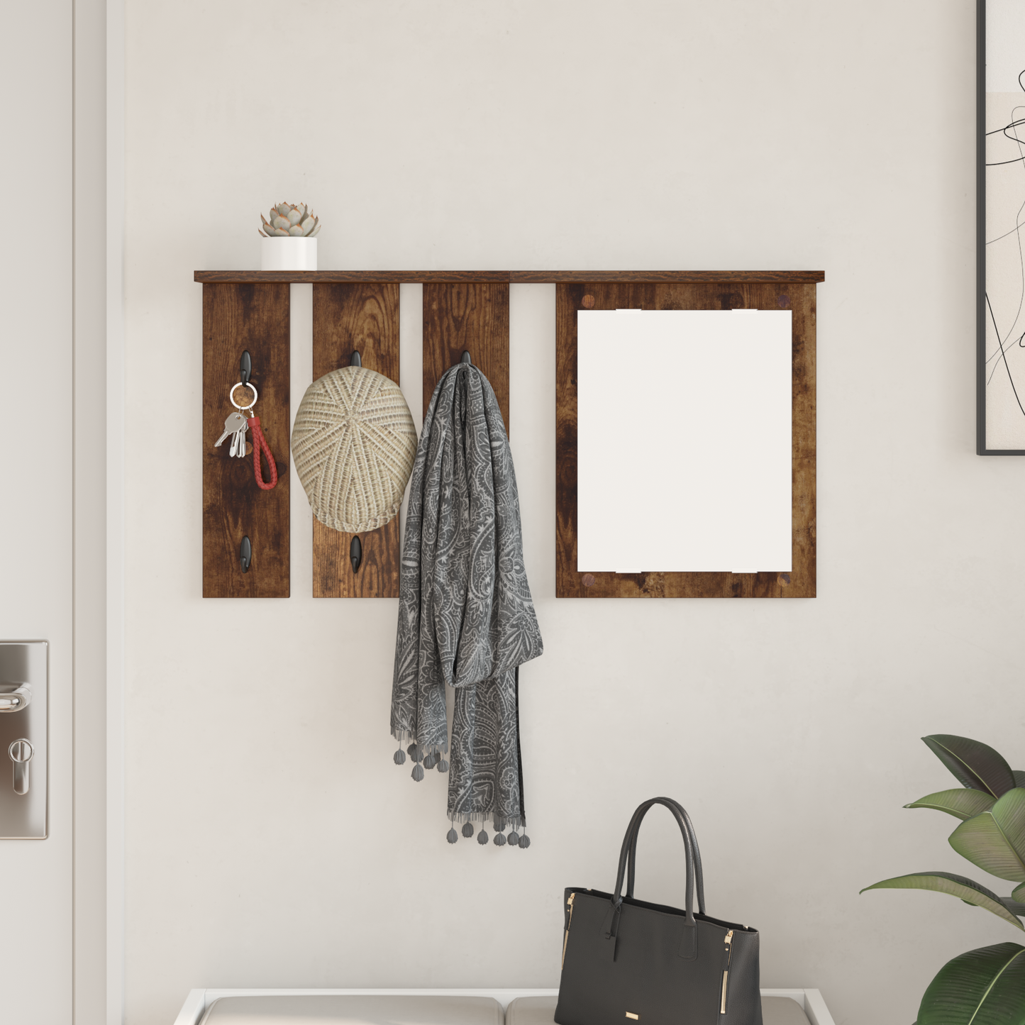 Wall-Mounted Coat Rack with Shelf Smoked oak 85 x 10 x 45 cm