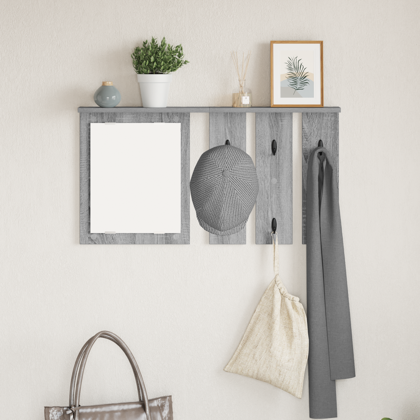 Wall-Mounted Coat Rack with Shelf Grey sonoma 85 x 10 x 45 cm