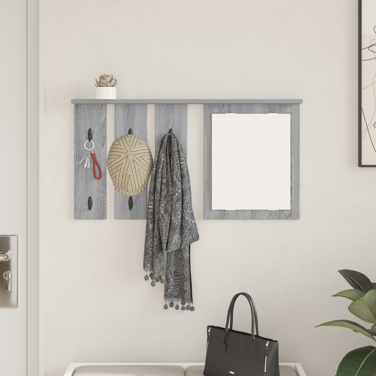 Wall-Mounted Coat Rack with Shelf Grey sonoma 85 x 10 x 45 cm