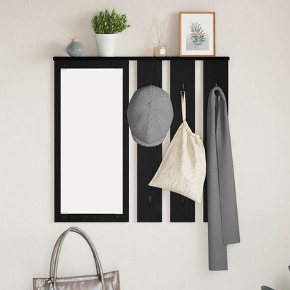 Wall-Mounted Coat Rack with Shelf Black oak 84 x 10 x 80 cm