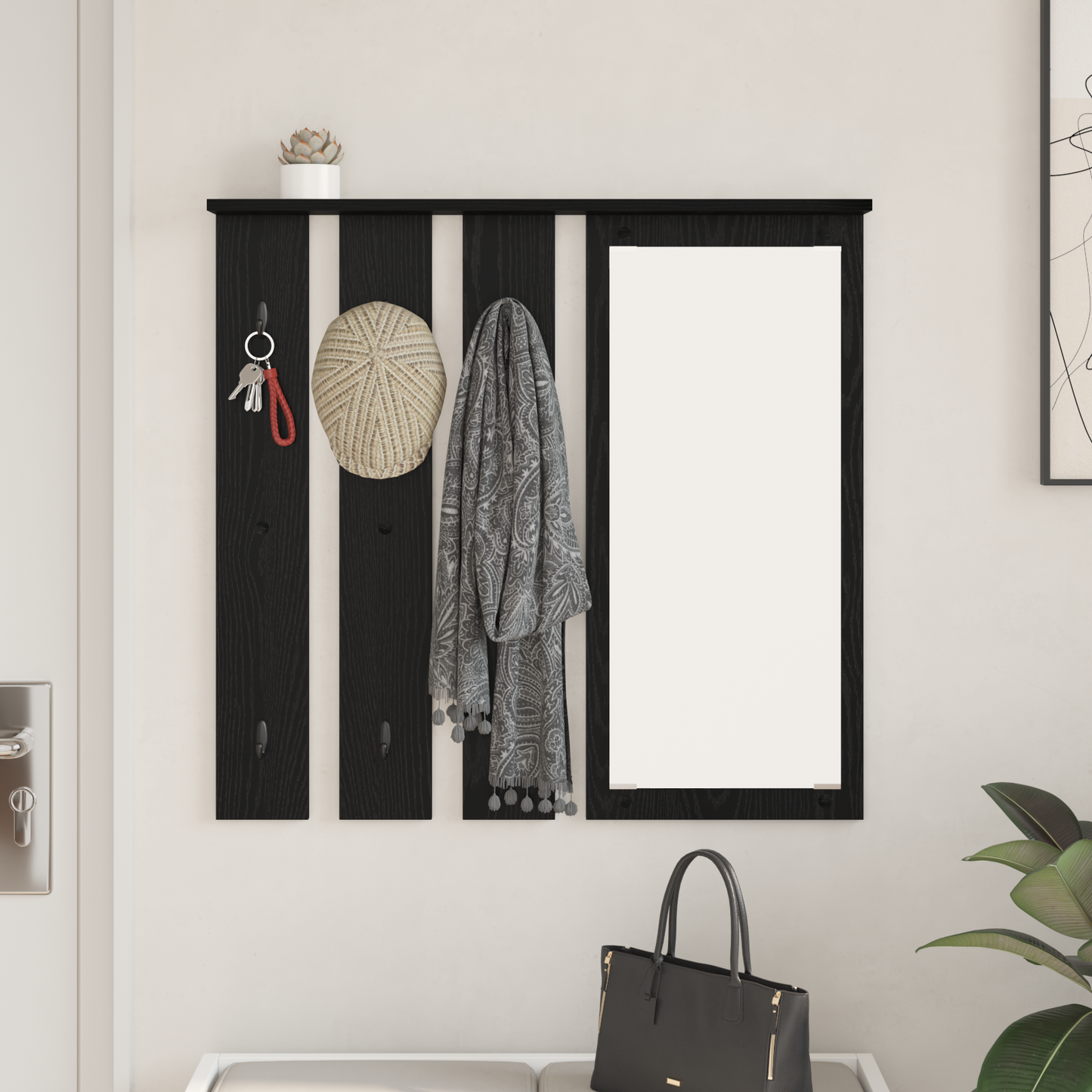 Wall-Mounted Coat Rack with Shelf Black oak 84 x 10 x 80 cm